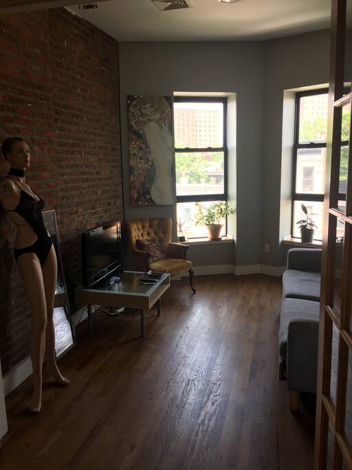 living room with tv and apple tv