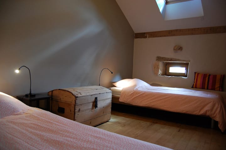 Chambre enfants lits jumeaux
