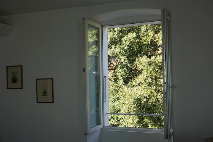 Vista ventana sala de estar / lado de la montaña