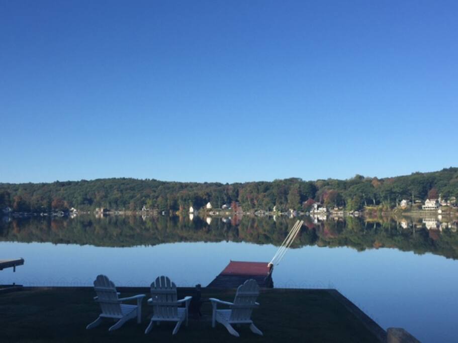 The lake is like glass in the morning- so beautiful...