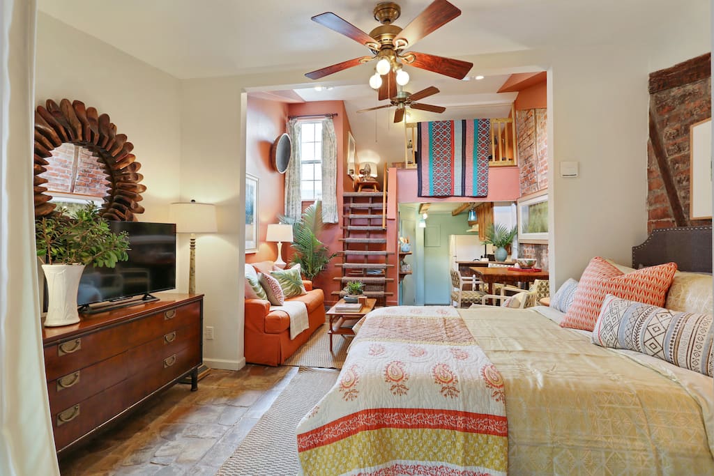 Comfy queen bed on ground floor.
