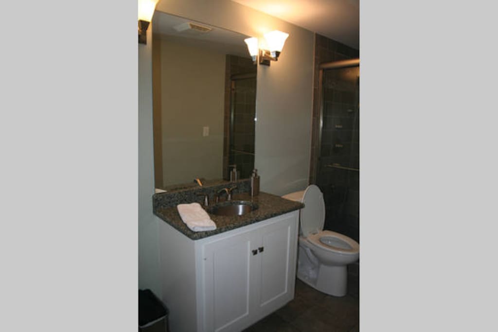 Bathroom with shower.