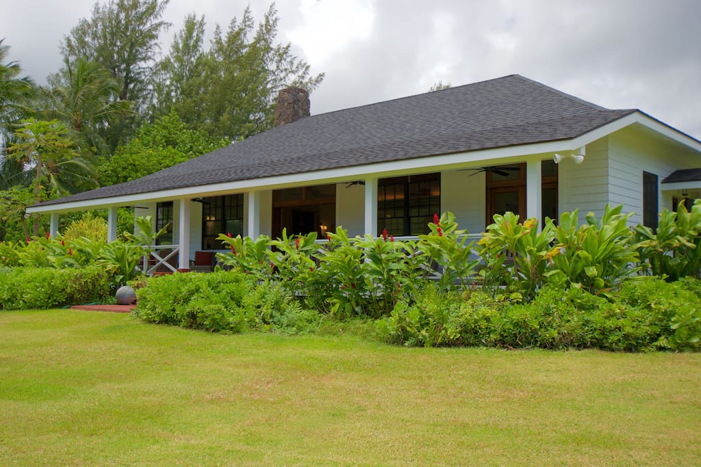 The lanai (veranda) fo the main house, or gathering place.