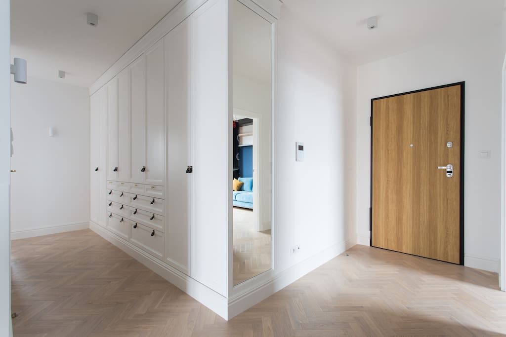 Spacious hall with a large wardrobe