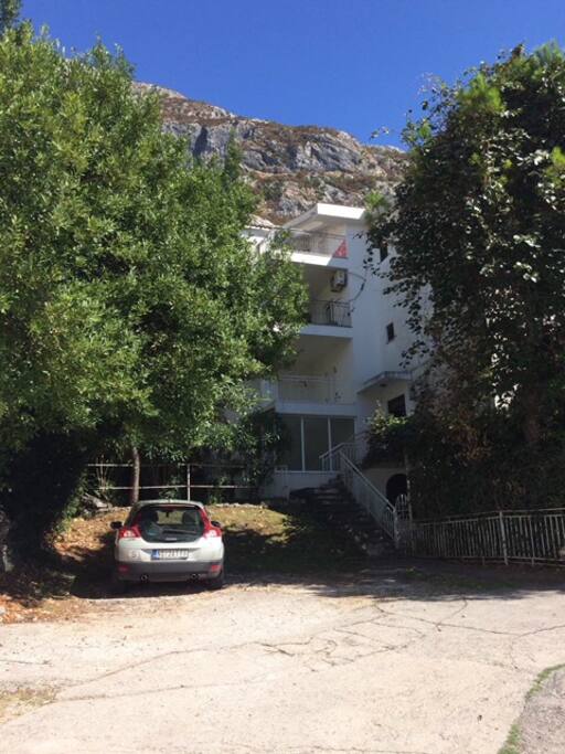 private parking in front of the apartment building