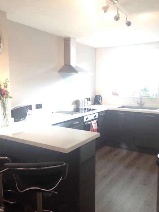 Large kitchen with dishwasher and microwave