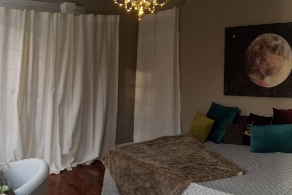 one wall has a curtain which separates you from the main spaces of the house which no-one ever uses.