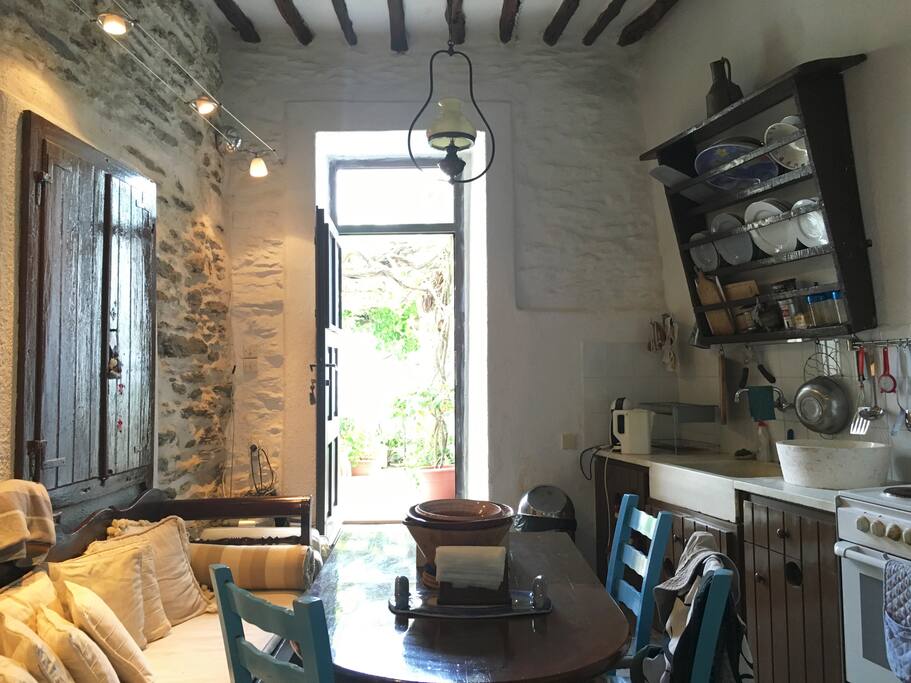 Kitchen leading to courtyard