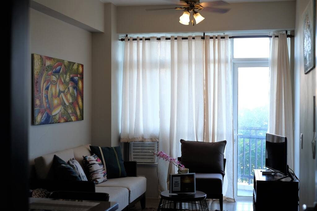 Living Room with Air-con and ceiling fan