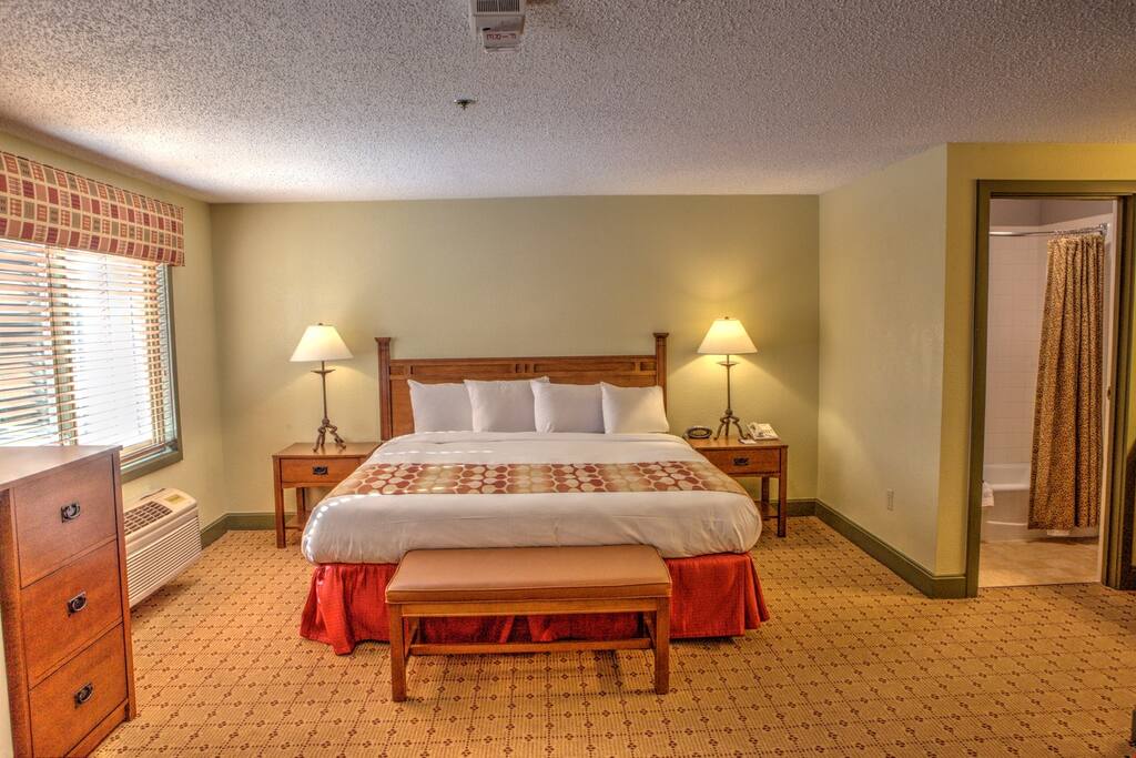 Drift to sleep in the comfortable king bed and catch a movie on the TV.