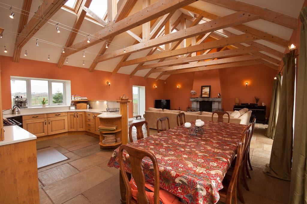 Open plan kitchen, dining and lounge