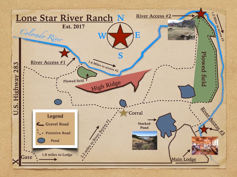 Map of the property - 1200 acres with trails throughout. 5 miles of river access.