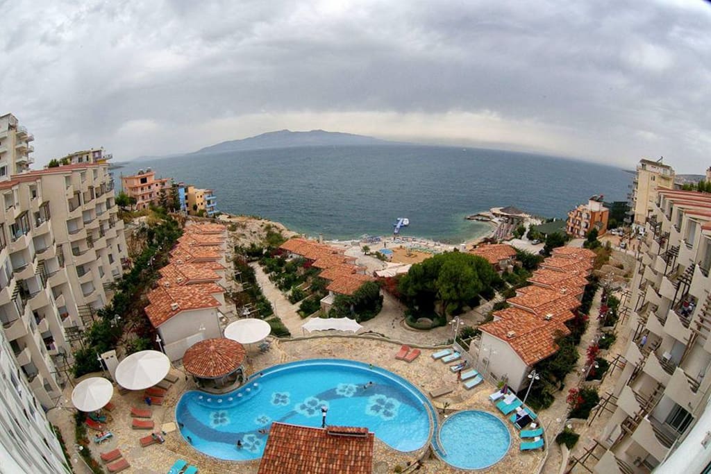 Photo of Bougainville bay complex taken from terrace