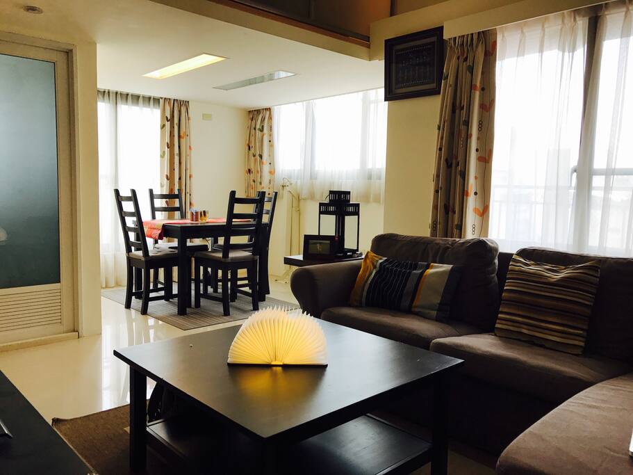 View of the living room with dinning room