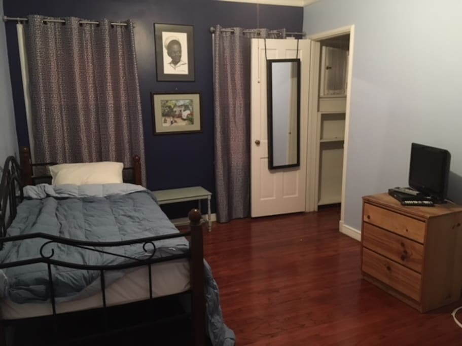 Private bedroom with single and room for full size air mattress
