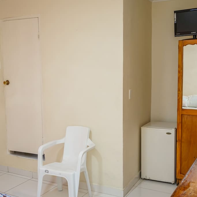 Storage space with closet and fridge