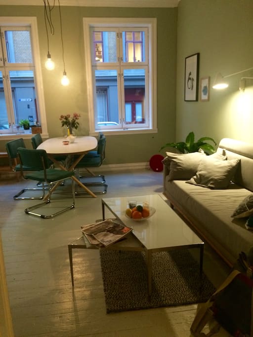 Combined kitchen and living room.