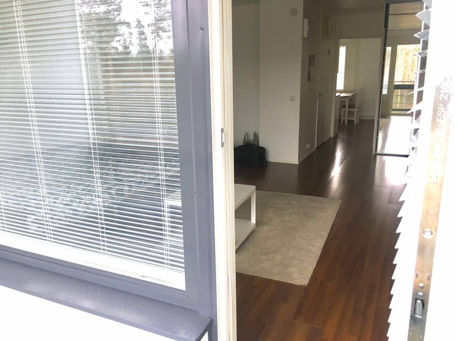 View from balcony to inside of apartment