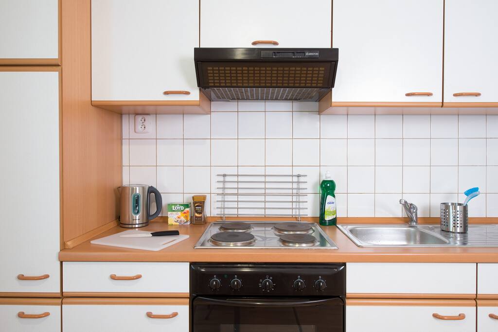 Kitchen is equipped with everything you need for cooking.