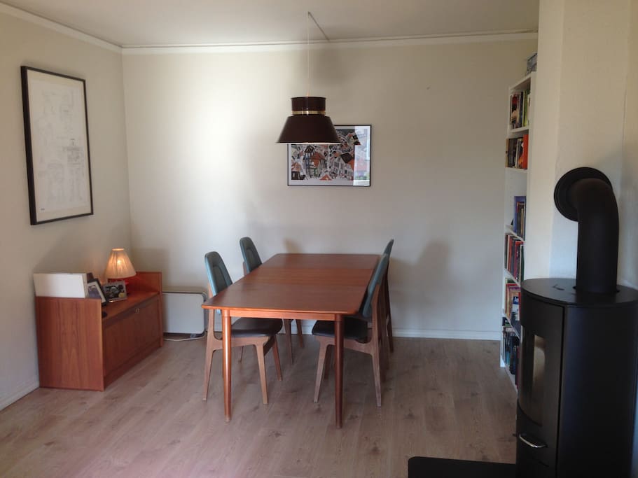 Dining table in the livingroom. We have more chairs available.