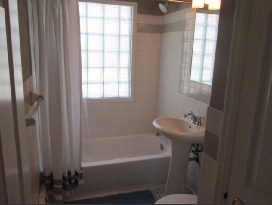 Bathroom on the first floor. Where you would be able to take a warm bath/shower.