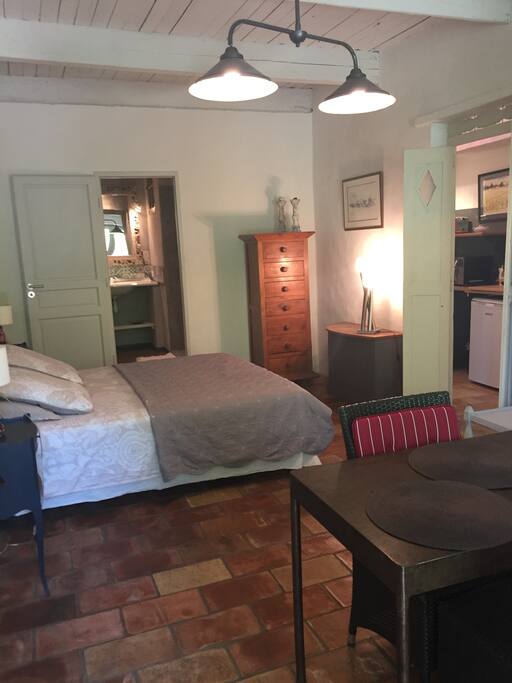 chambre avec salle d'eau au fond