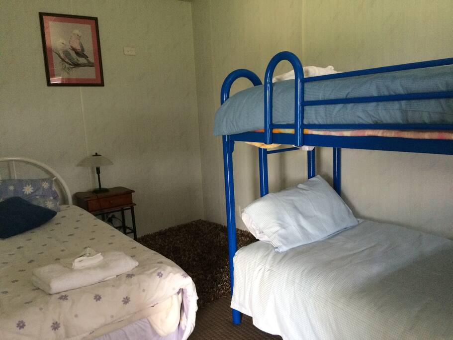 Bunk bed and single bed, this room sleeps 3 people.