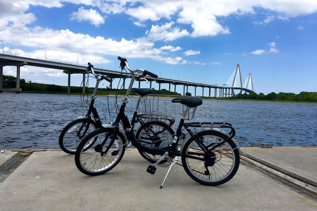 2 bikes are left at the dock & available on a first come first serve basis to ride around downtown Charleston.
