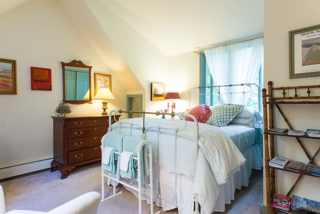Your skylit room overlooking frog pond