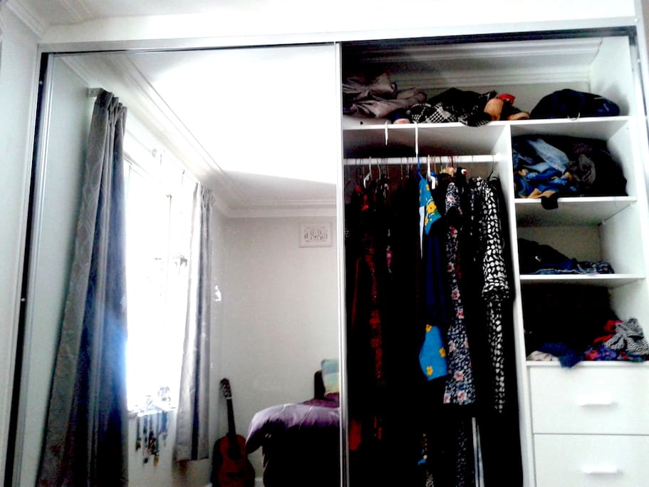 Double wardrobe space in the bedroom