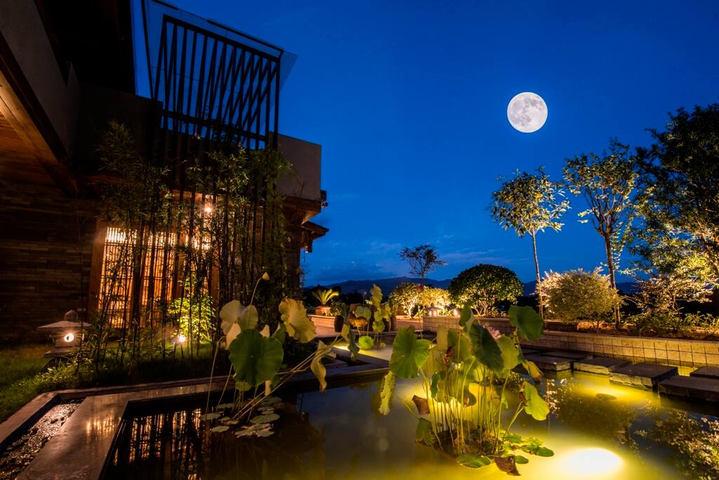 夜幕下的庭院