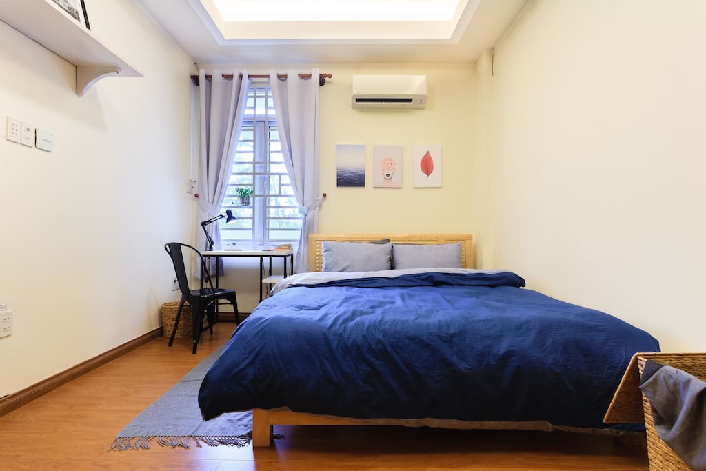 Cozy bed and working space for you