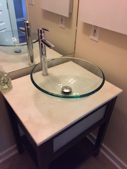 Vessel sink with marble top