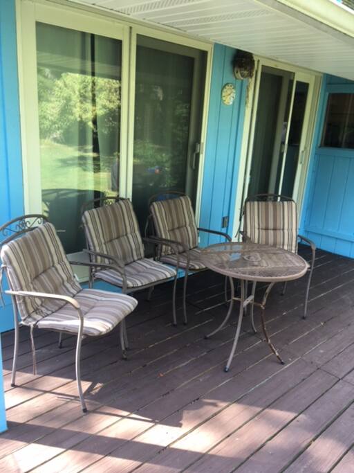Enjoy morning coffee or afternoon cocktails