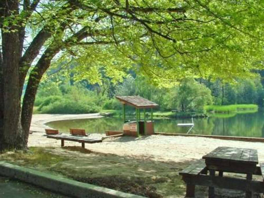 Fly-in Acres Lake. Quiet and peaceful. Floating docks, small, closest to house.
