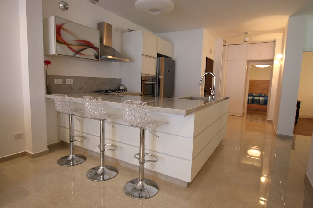 Modern kitchen integrated to the living room