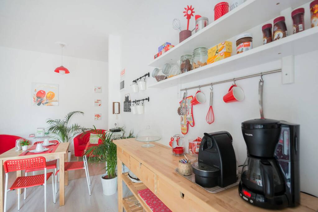 espresso and american coffee in the kitchen