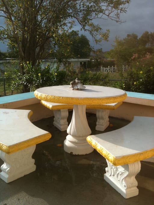 Outside picnic seating