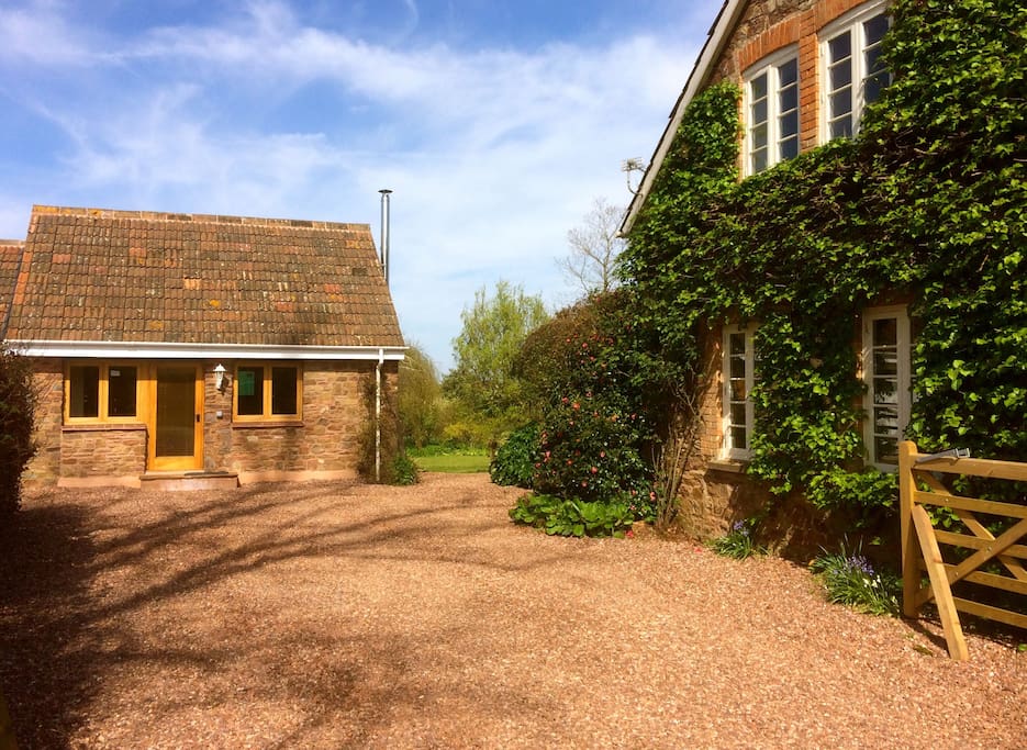 View from the drive way to the main house and studio