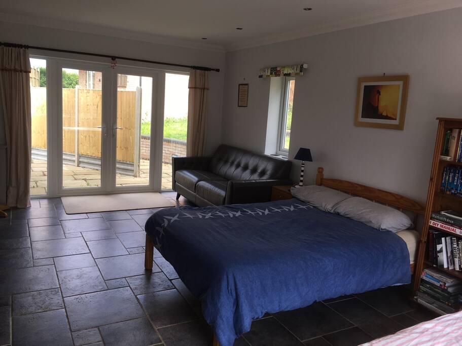 Sleeping space with door to outside