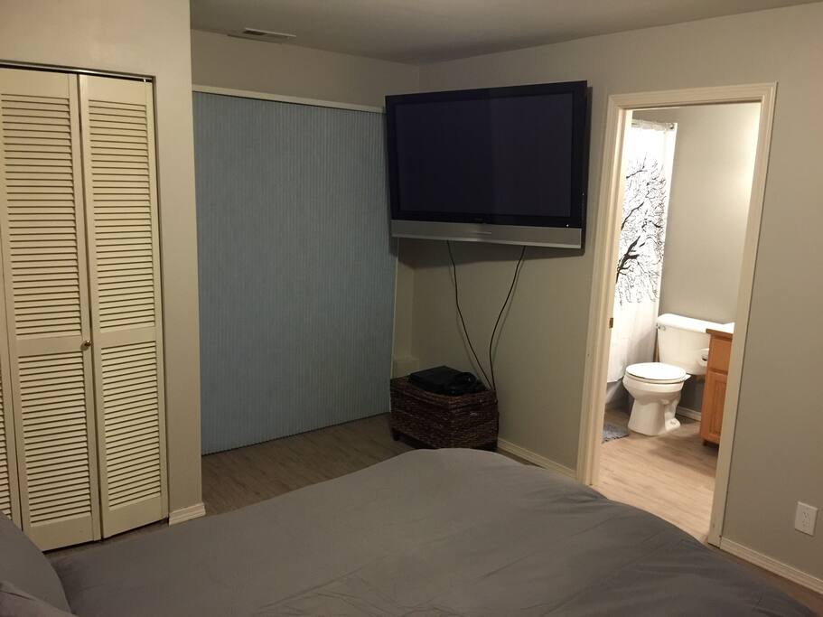 Large TV with cable and PS3.