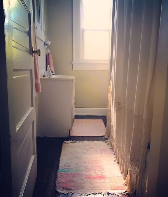 Full bathroom with lots of sunshine.