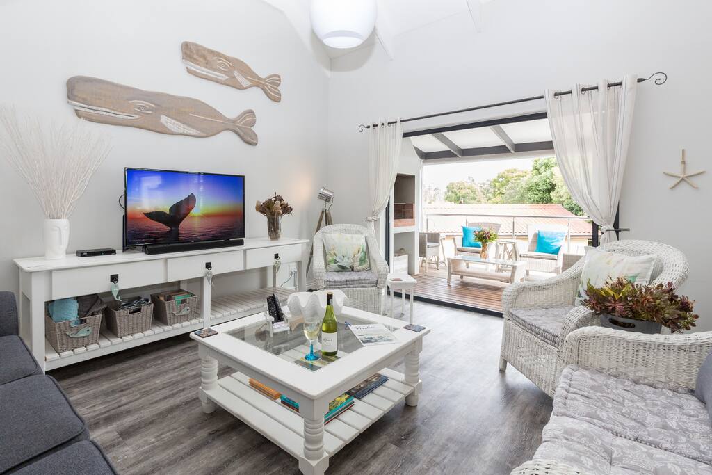 Living room with view of patio