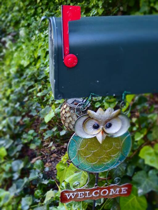 Look for the owl welcome sign.