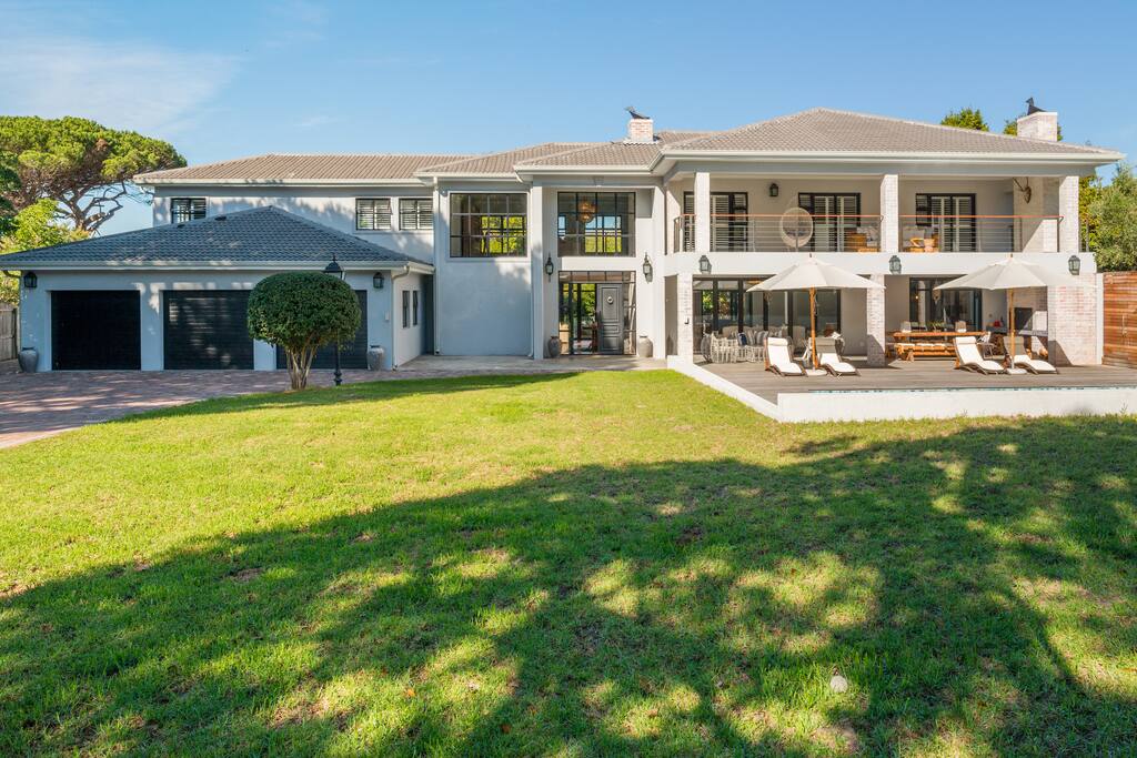 Front garden, terrace & pool.
