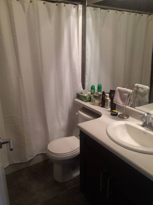 Private bathroom in between two bedrooms on main floor