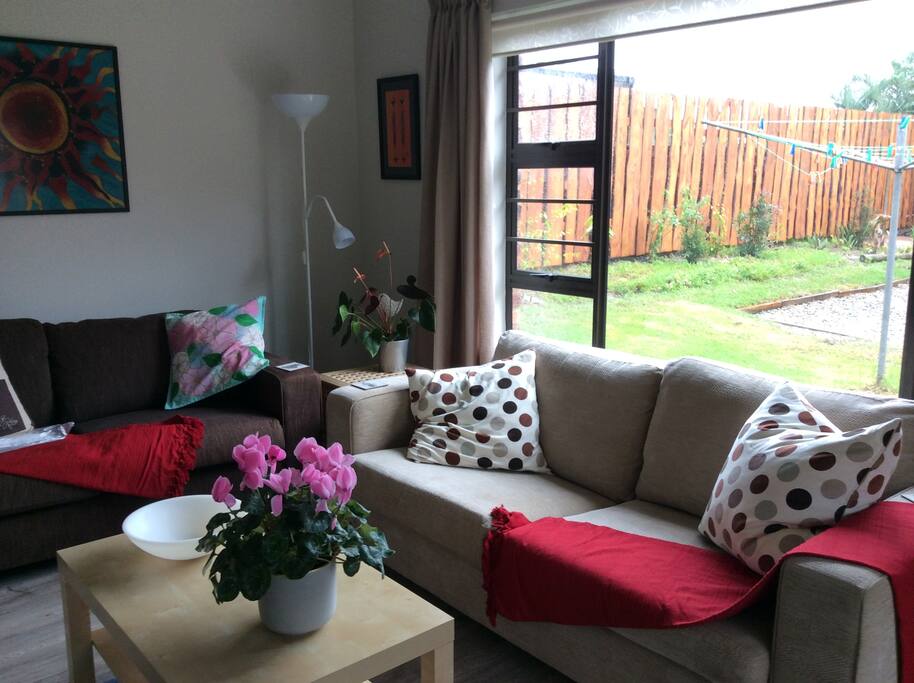Two comfortable sofas in bright sitting room