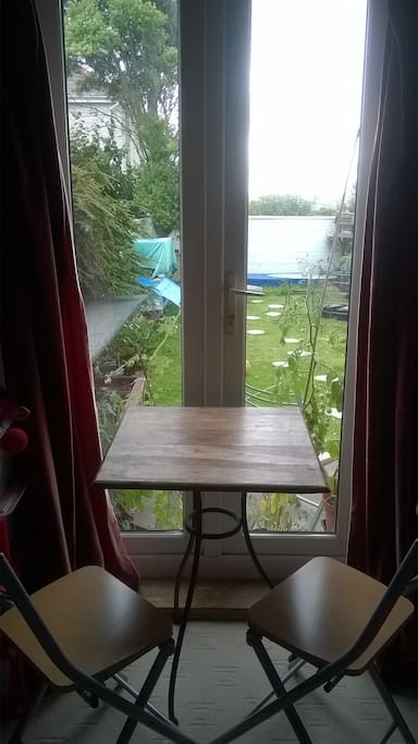 French doors into enclosed garden