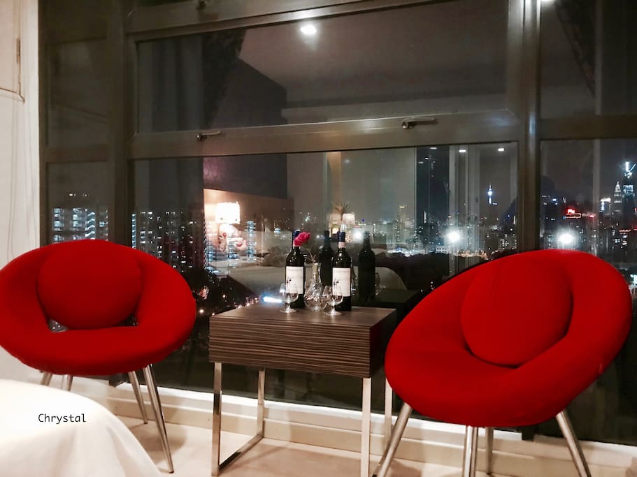 Night relaxing. Sit by the window enjoy stunning KL view with drinks.