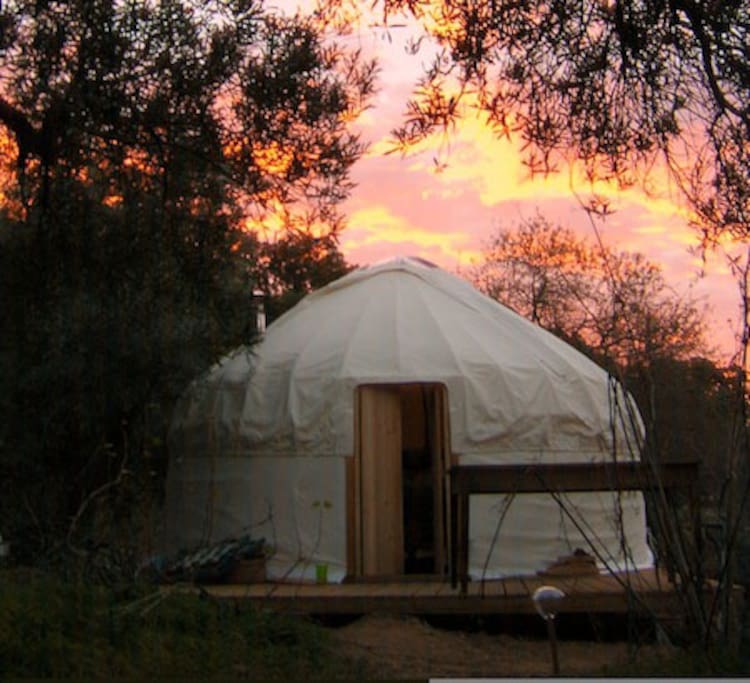 Riverview Yurt at sunset